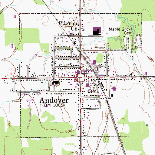 Topographic Map of Andover Post Office, OH