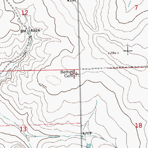 Topographic Map of Bethel Cemetery, CO