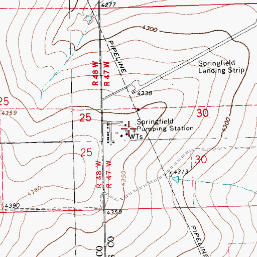 Topographic Map of Springfield Pumping Station, CO