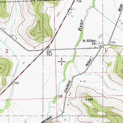 Topographic Map of Bear Valley Dairy Farm, WI