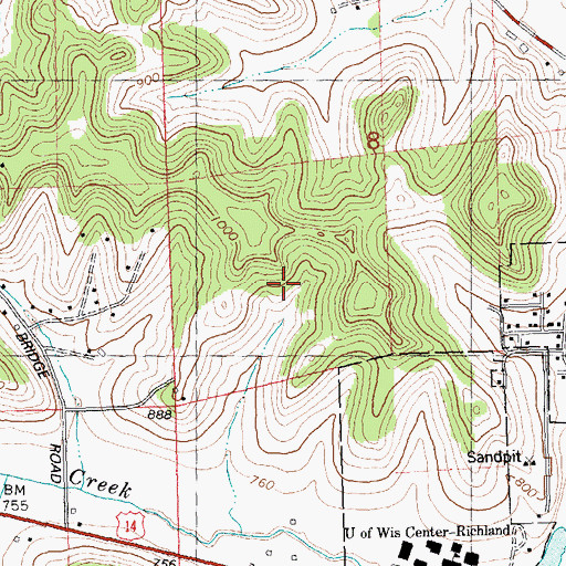 Topographic Map of Elm Grove Place, WI