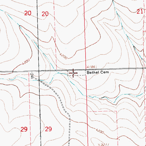 Topographic Map of Bethel Cemetery, CO