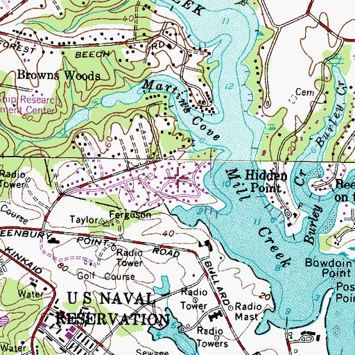 Topographic Map of Providence Cove, MD