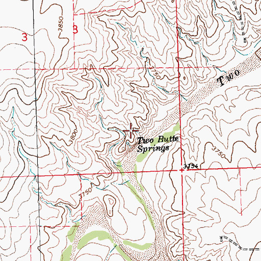Topographic Map of Two Butte Springs, CO