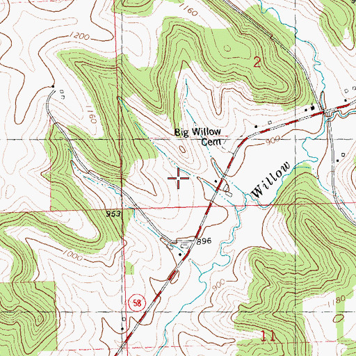 Topographic Map of Willow Stock Farm, WI