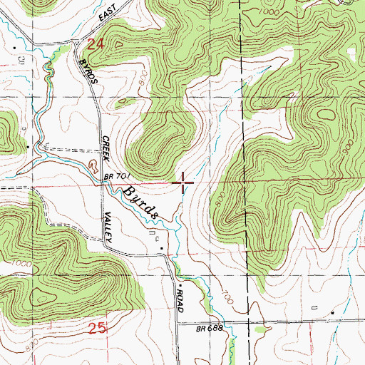 Topographic Map of Byrds Creek Stock Farm, WI