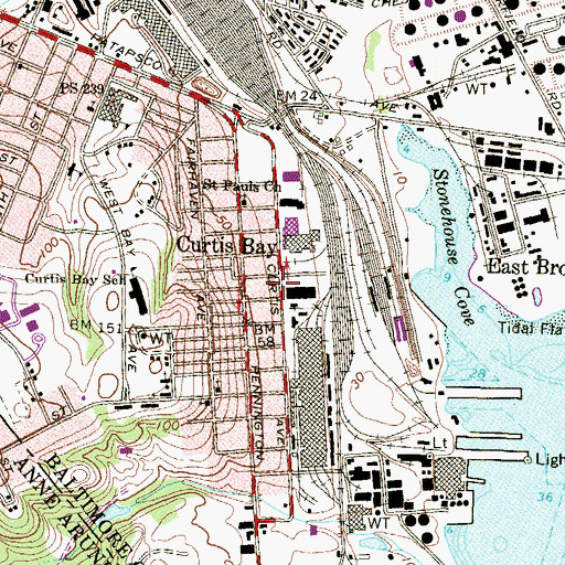 Topographic Map of Curtise's Neck, MD