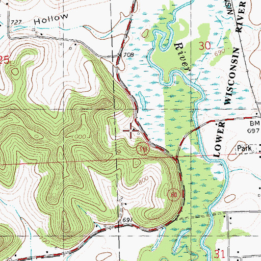 Topographic Map of Pine River Farm, WI