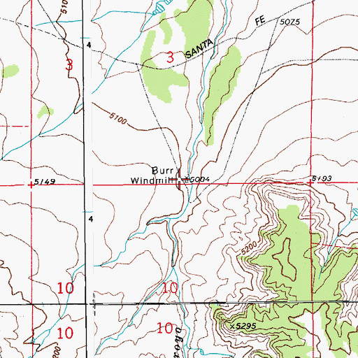 Topographic Map of Burr Windmill, CO