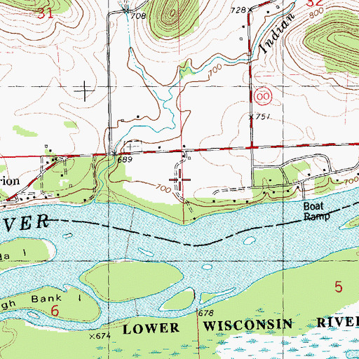 Topographic Map of Wisconsin Valley Fruit and Stock Farm, WI