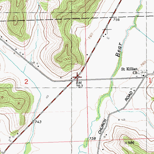 Topographic Map of School Number 2 (historical), WI
