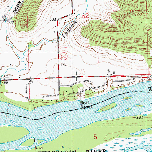 Topographic Map of School Number 7 (historical), WI