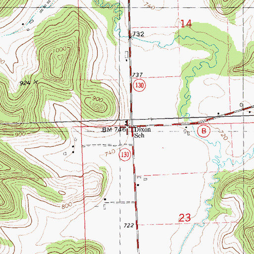 Topographic Map of School Number 8 (historical), WI