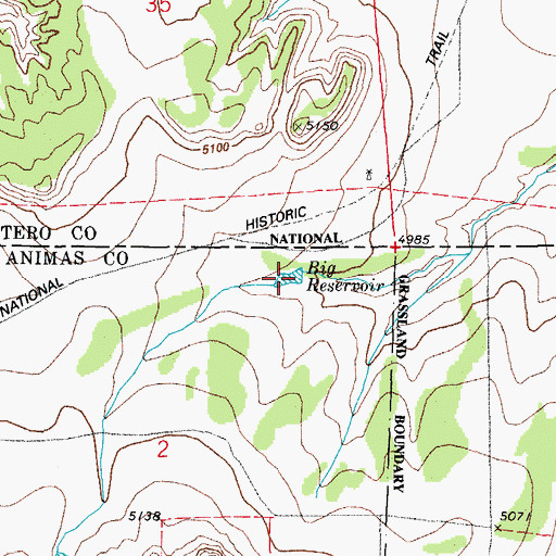 Topographic Map of Big Reservoir, CO