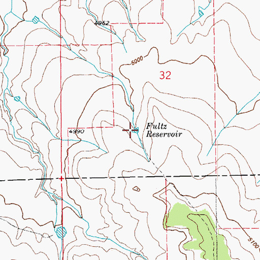 Topographic Map of Fultz Reservoir, CO