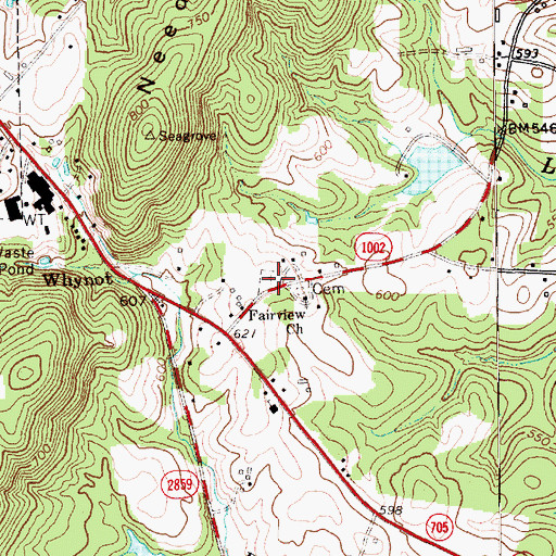 Topographic Map of Whynot Cemetery, NC