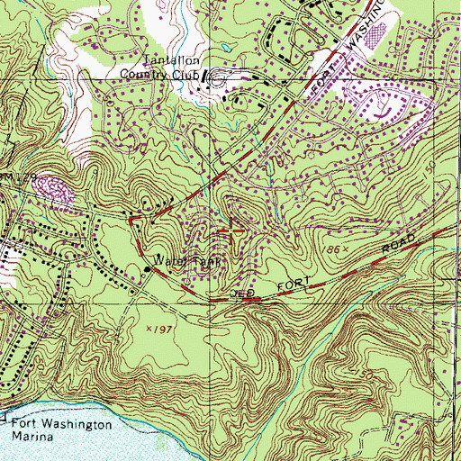 Topographic Map of Tantallon Hills, MD