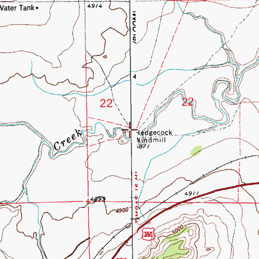 Topographic Map of Hedgecock Windmill, CO