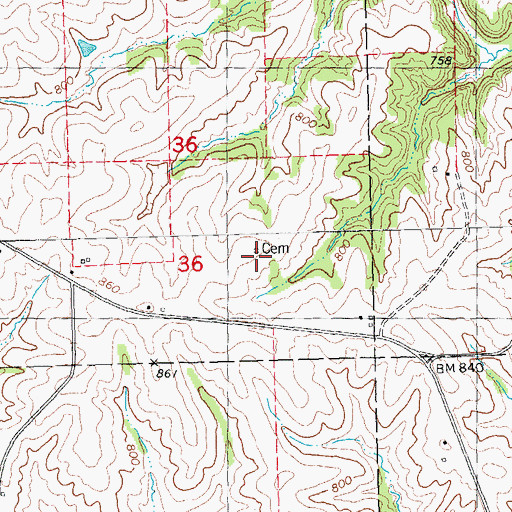 Topographic Map of Dark Hollow Cemetery, IA