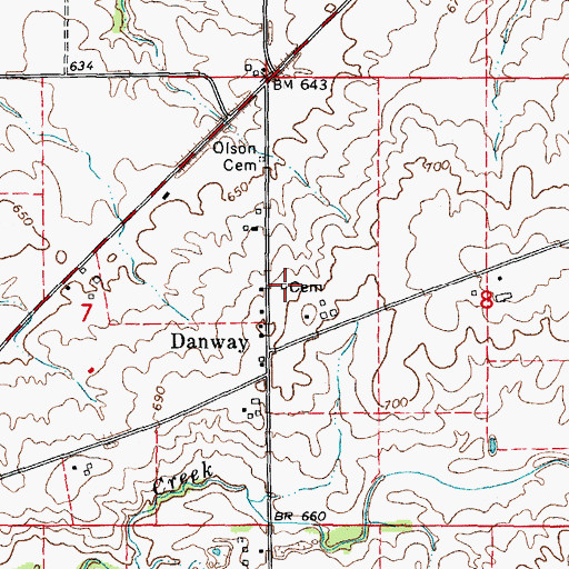 Topographic Map of David Strawn Cemetery, IL