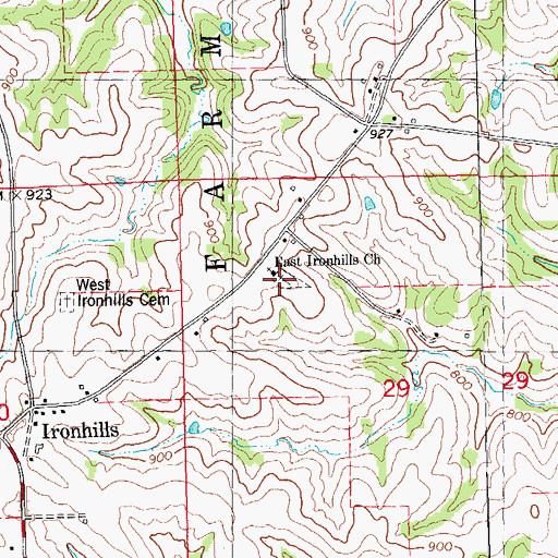 Topographic Map of East Iron Hill Cemetery, IA