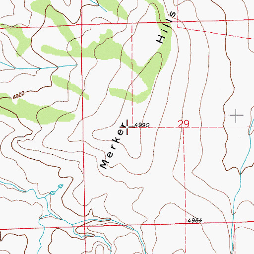 Topographic Map of Merker Hills, CO