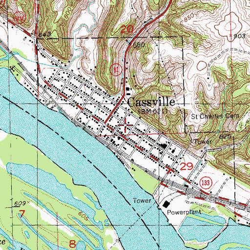 Topographic Map of Cassville Methodist Church, WI