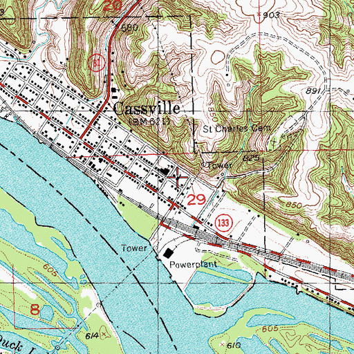 Topographic Map of Saint Charles Catholic Church, WI