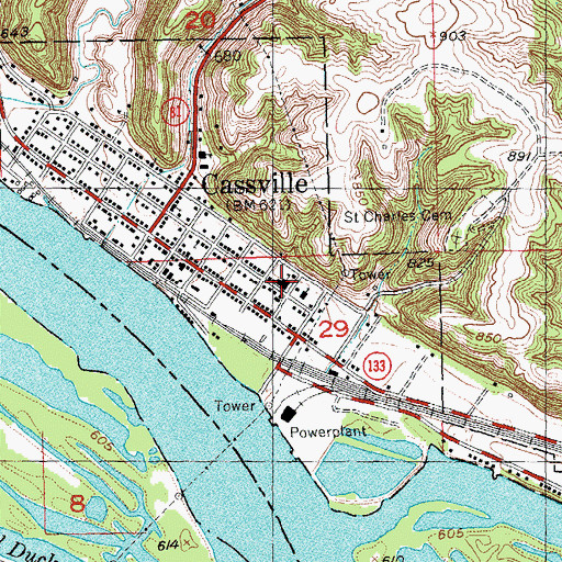 Topographic Map of Saint Charles Borromeo School, WI