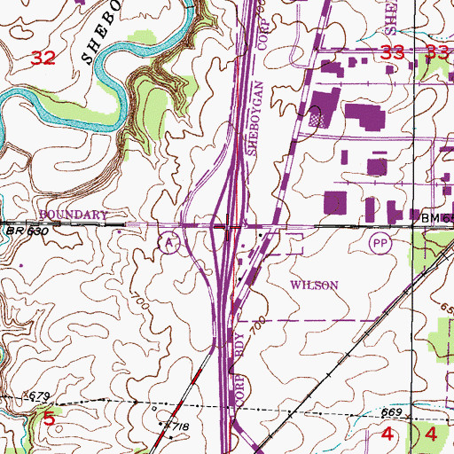 Topographic Map of Interchange 123, WI
