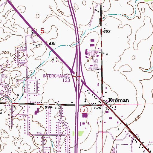 Topographic Map of Interchange 128, WI