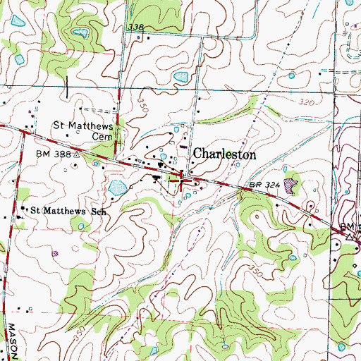 Topographic Map of Charleston United Methodist Church, TN