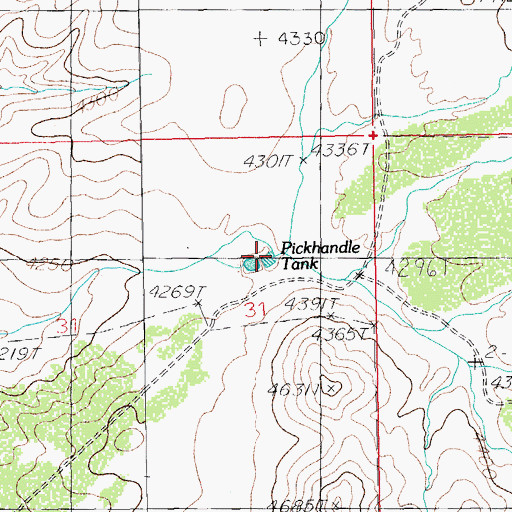 Topographic Map of Pickhandle Tank, AZ