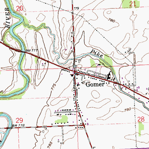 Topographic Map of Gomer Post Office, OH
