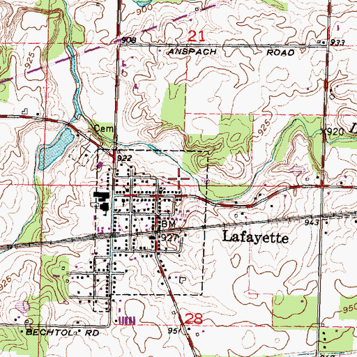 Topographic Map of LaFayette Post Office, OH