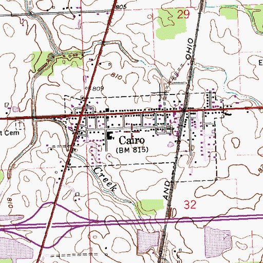 Topographic Map of Cairo Post Office, OH