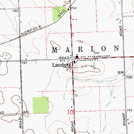 Topographic Map of Landneck Post Office (historical), OH