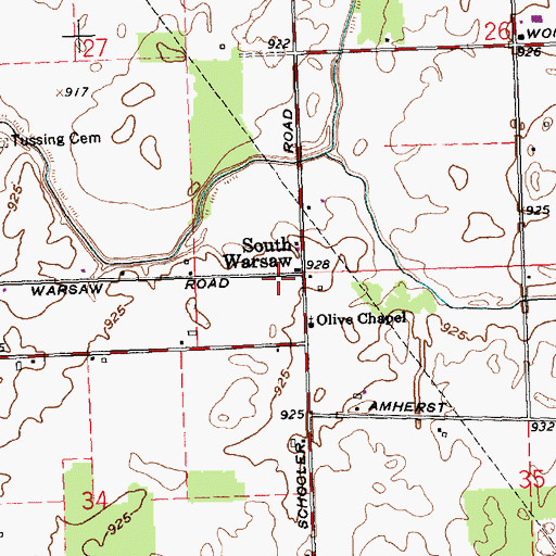 Topographic Map of South Warsaw Post Office (historical), OH