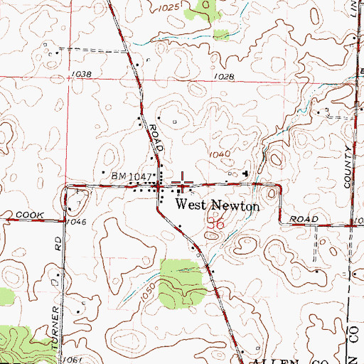 Topographic Map of West Newton Post Office (historical), OH