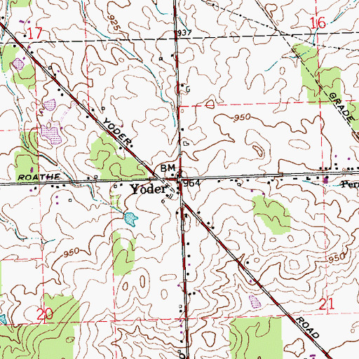 Topographic Map of Yoder Post Office (historical), OH