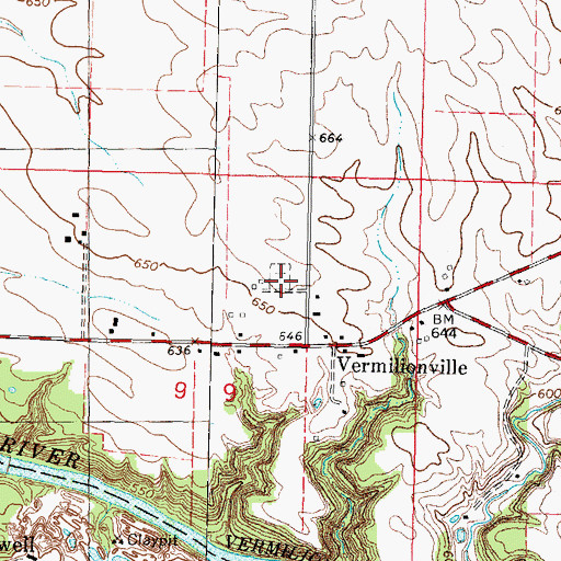 Topographic Map of Vermillionville Cemetery, IL
