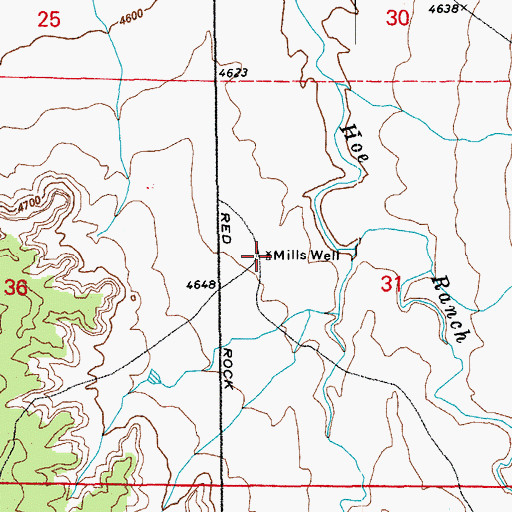 Topographic Map of Mills Well, CO