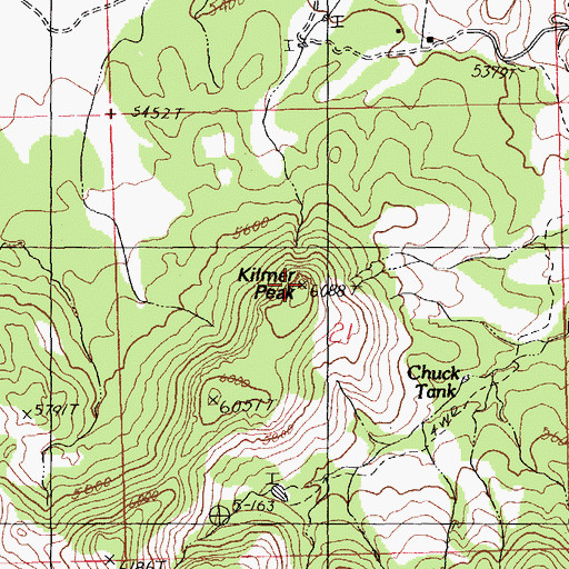 Topographic Map of Kilmer Peak, NM