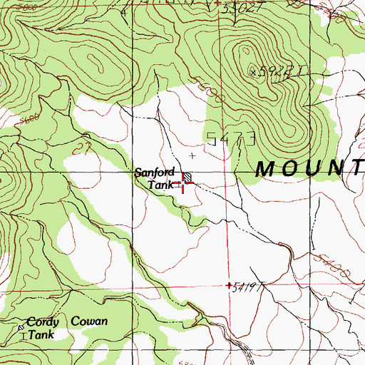 Topographic Map of Sanford Tank, NM