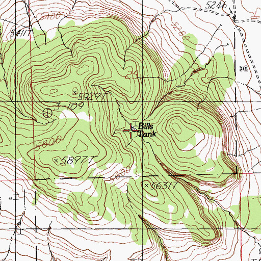 Topographic Map of Bills Tank, NM