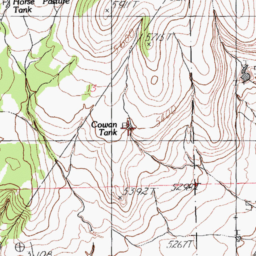 Topographic Map of Cowan Tank, NM