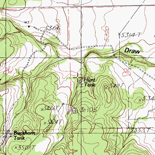 Topographic Map of Hunt Tank, NM