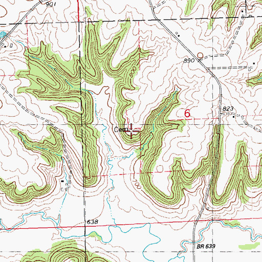 Topographic Map of Huff Farm Cemetery, IA