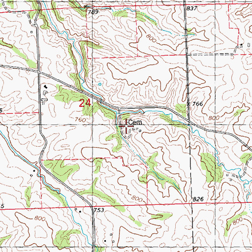 Topographic Map of Miller Estate Cemetery, IA