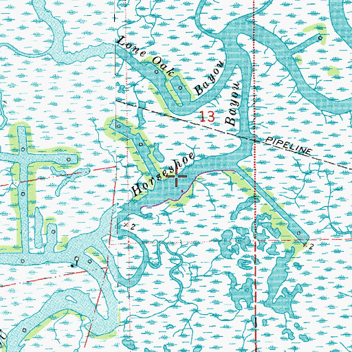 Topographic Map of Horseshoe Bayou, LA